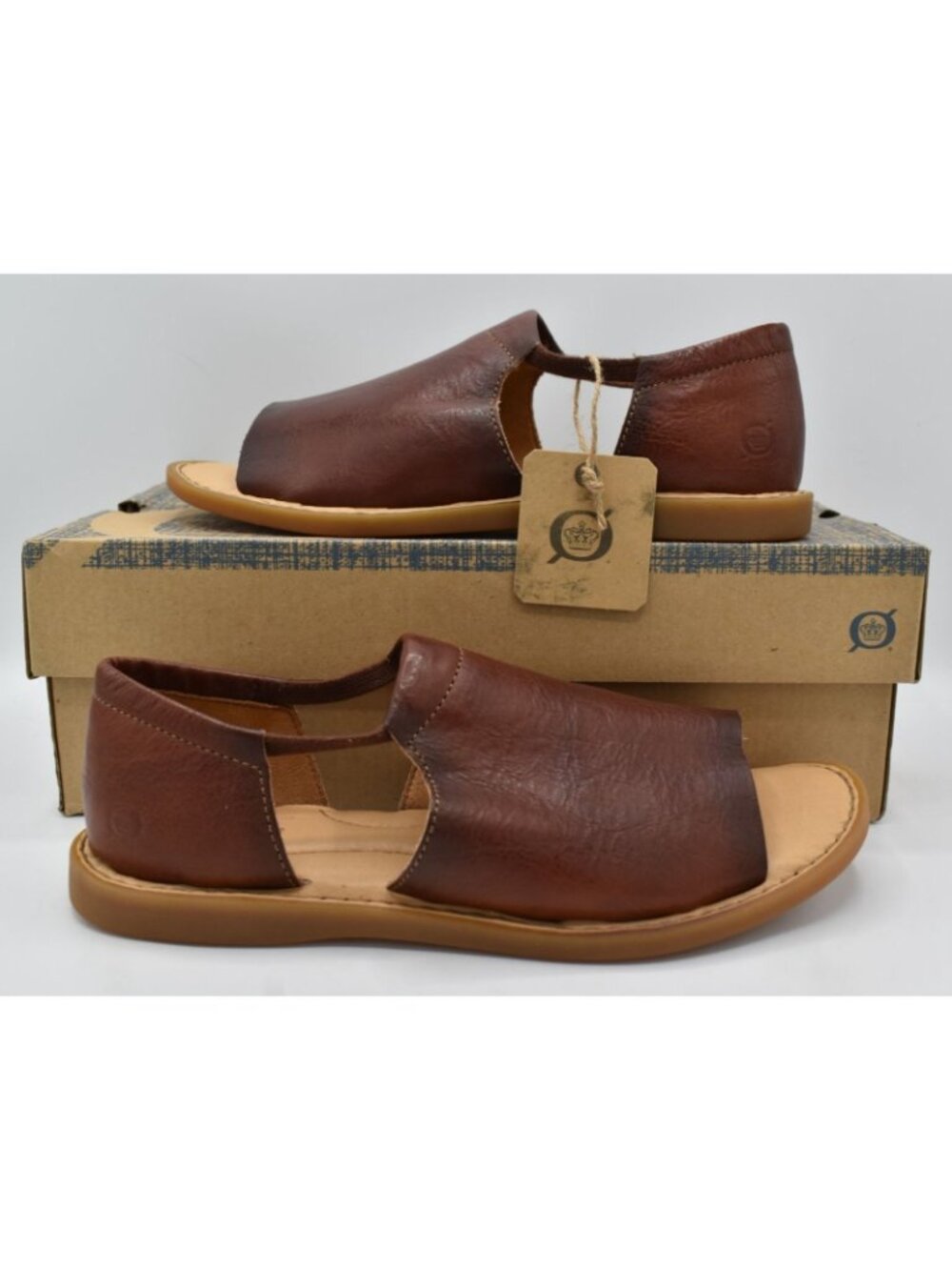 Born Women 8 Cove Modern Dark Tan Bourbon Full Grain Leather Sandals Shoes Flats - Picture 8 of 11